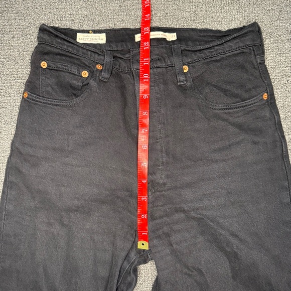 Levi’s Premium Denim Ribcage Straight Ankle Jeans Black Size 27 Button Fly - Picture 7 of 10